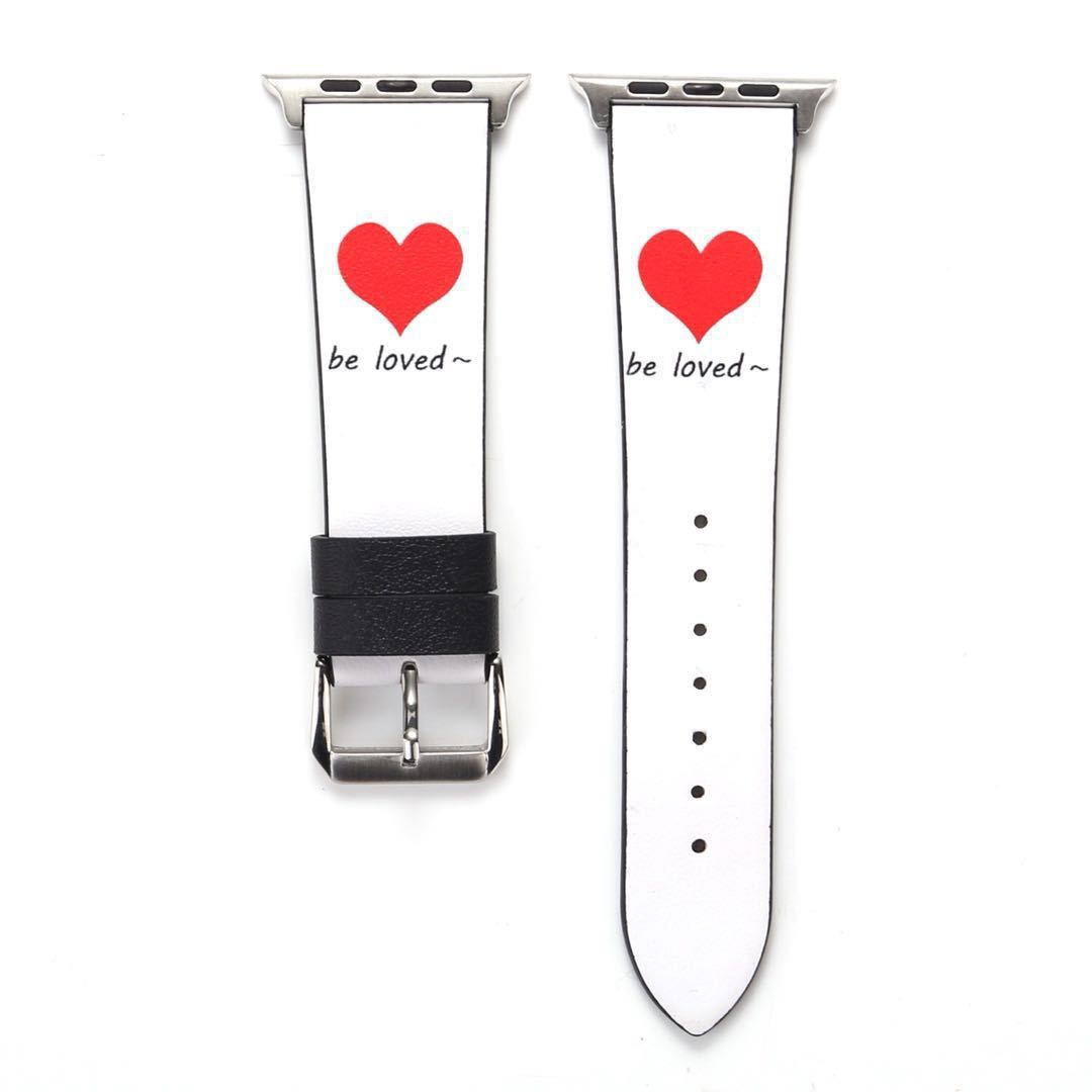 Simple Leather Love Watch Strap in Red and White for 38mm 42mm - Your Time-Telling Romance simple leather love watch