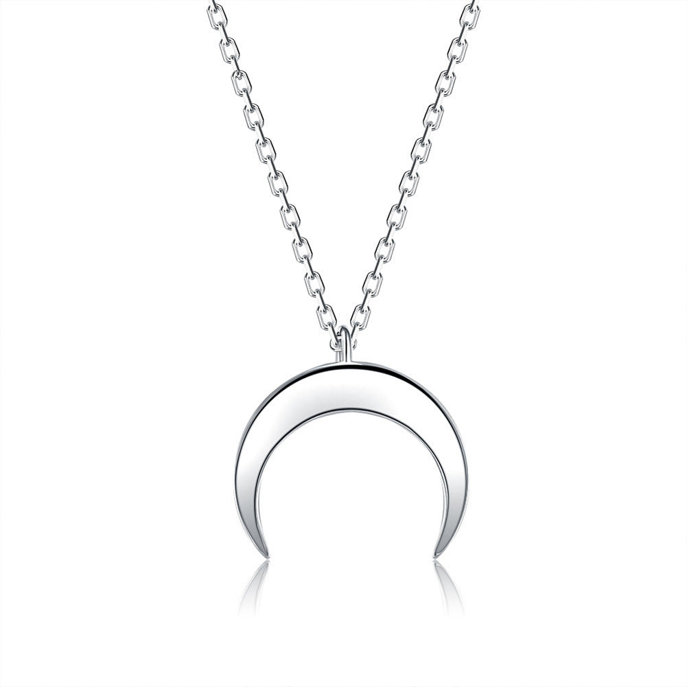 Simple Moon Pendant Sterling Silver Clavicle Chain - Groovy Moon Pendant for Your Stylish Clavicle