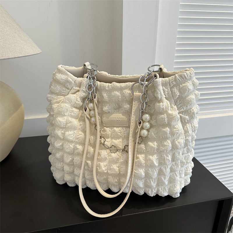 Simple Pleated Shoulder Bag for Daily Use and Commuter Comfort - Teleplus simple pleated shoulder bag underarm commuter