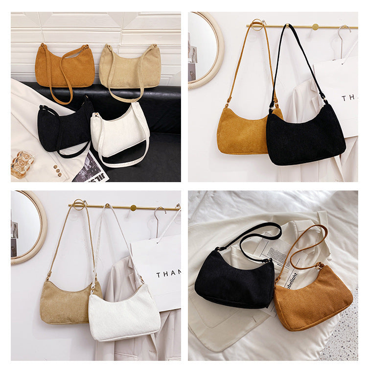 Simple Shoulder Handbag with Trendy Armpit Style and Solid Polyester Colors - style armpit trendy simple shoulder
