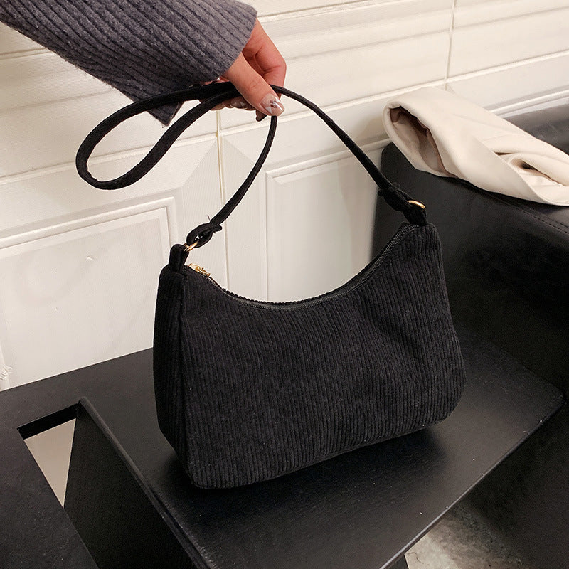 Simple Shoulder Handbag with Trendy Armpit Style and Solid Polyester Colors - style armpit trendy simple shoulder