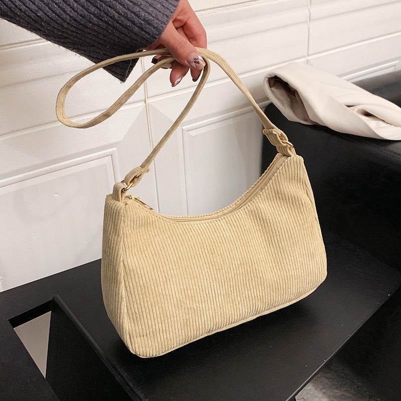 Simple Shoulder Handbag with Trendy Armpit Style and Solid Polyester Colors - style armpit trendy simple shoulder
