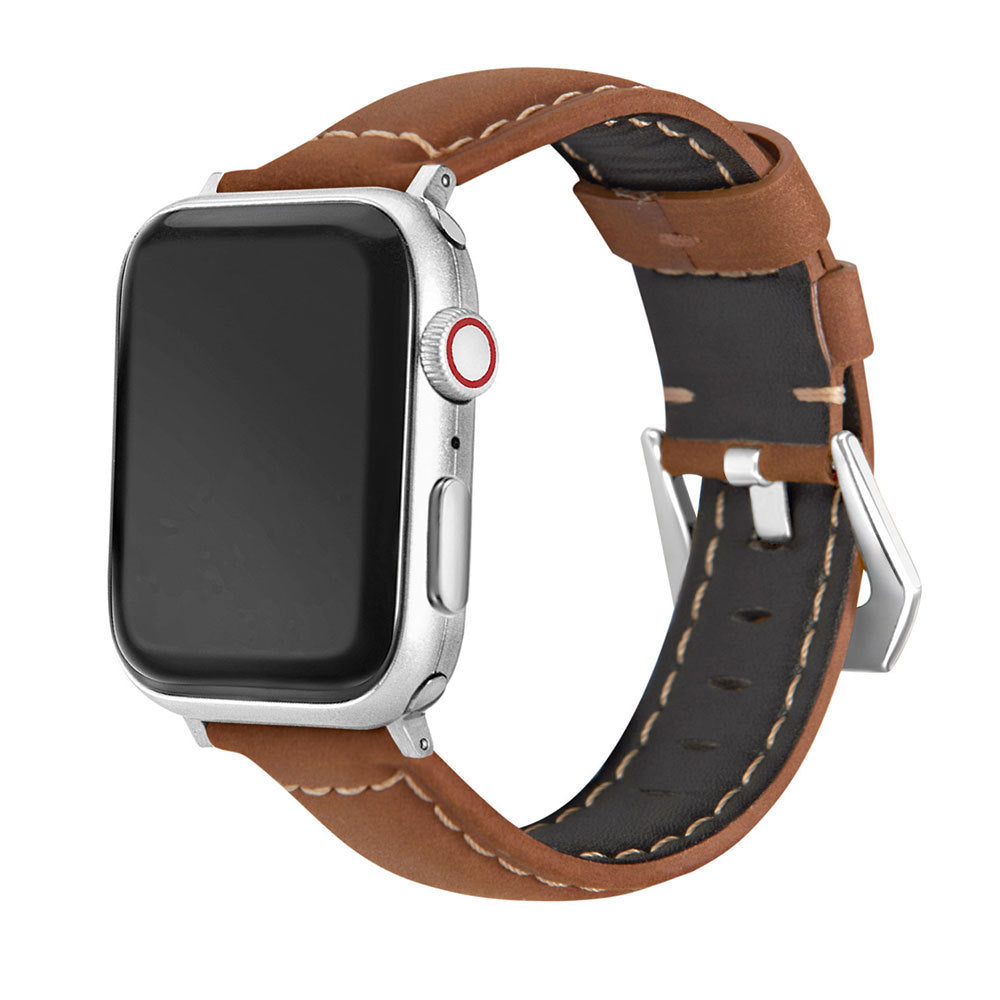 Solid Color Nubuck Sports Leather Strap for Apple Watch 38mm to 44mm - Simple solid color nubuck sports leather strap