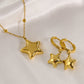 Simple Style Five-pointed Star Stainless Steel Necklace Earrings - Simple Style Stainless Steel Star Necklace Earrings