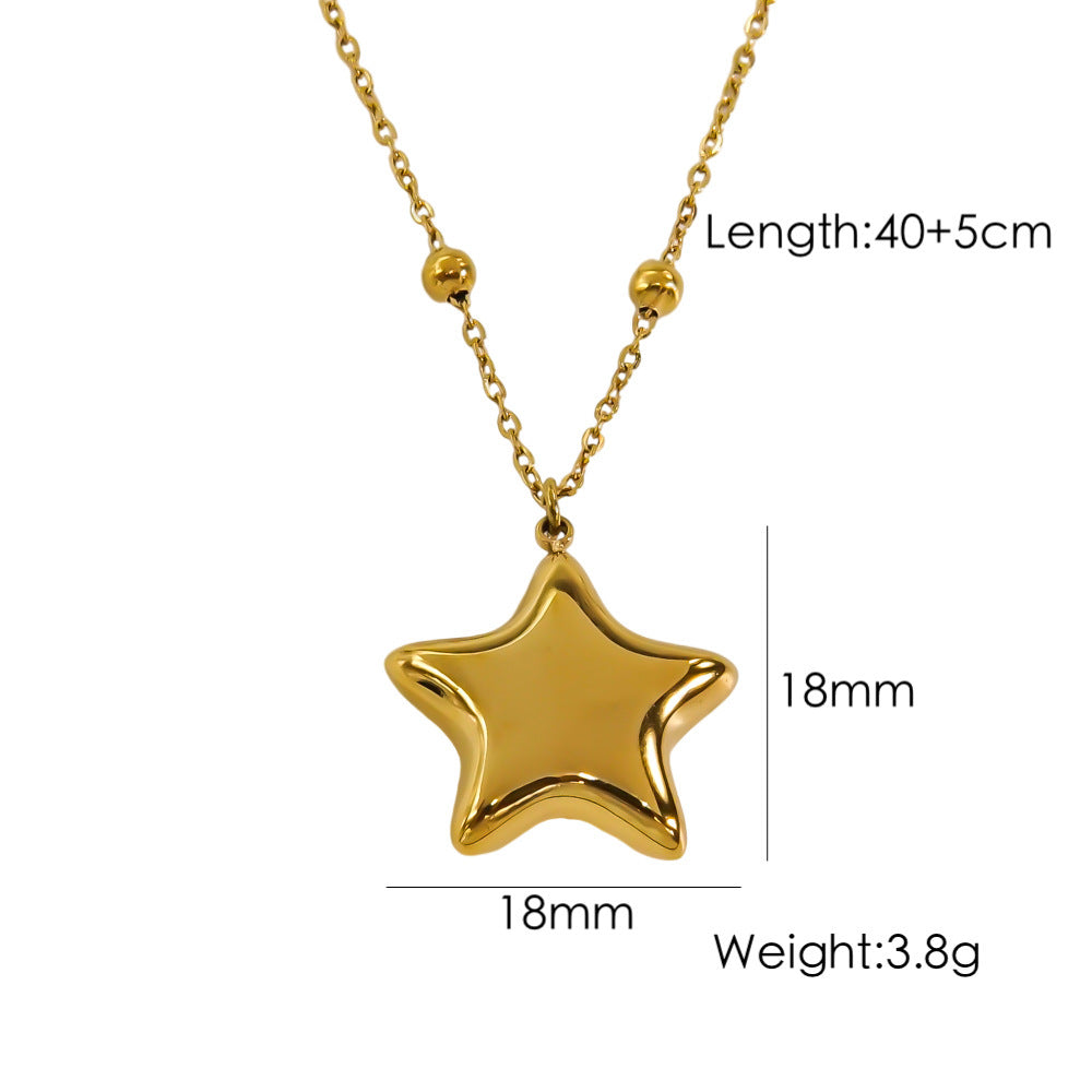 Simple Style Five-pointed Star Stainless Steel Necklace Earrings - Simple Style Stainless Steel Star Necklace Earrings