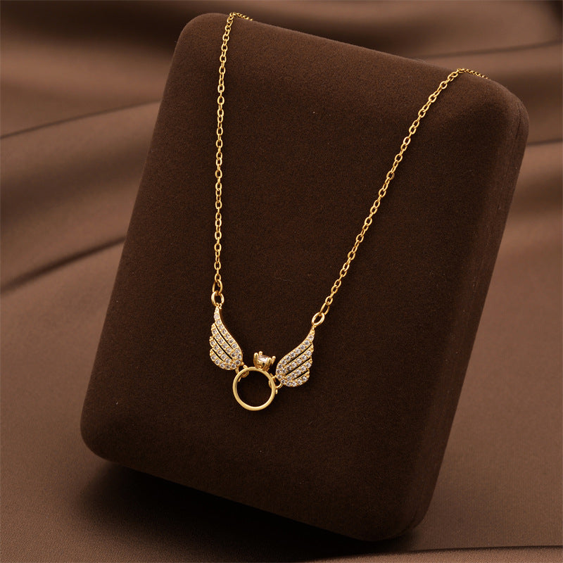 Simple Titanium Steel Necklace Female Angel Pendant - Titanium Steel Necklace Making Angels Jealous