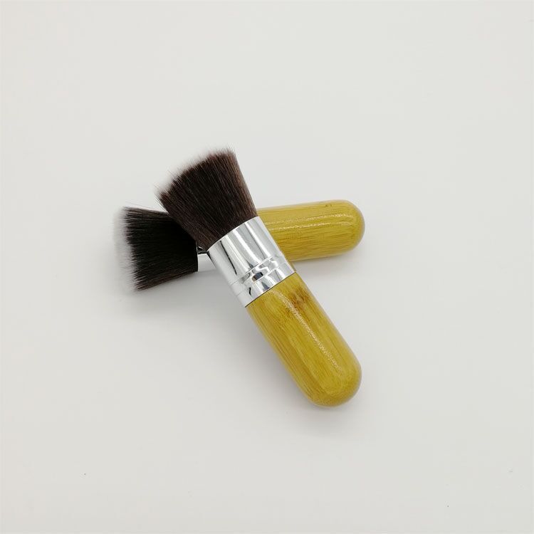 Single Blush Nylon Makeup Brush with Bamboo Handle for Precise Application - Teleplus single blush nylon hair bamboo