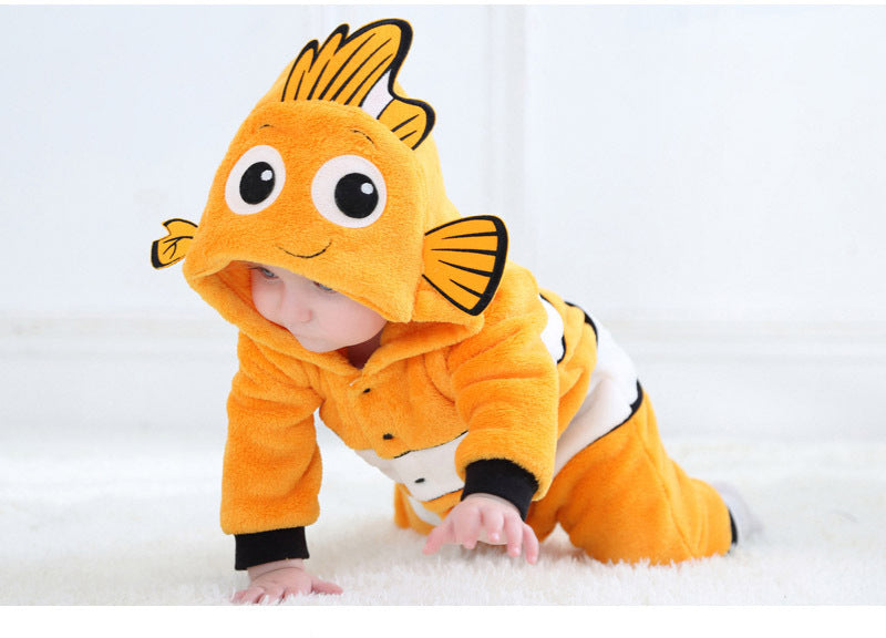 Single-layer Jumpsuit Clownfish Modeling Romper Infant Toddler Outwear - Clownfish Romper for Tiny Tidal Troublemakers