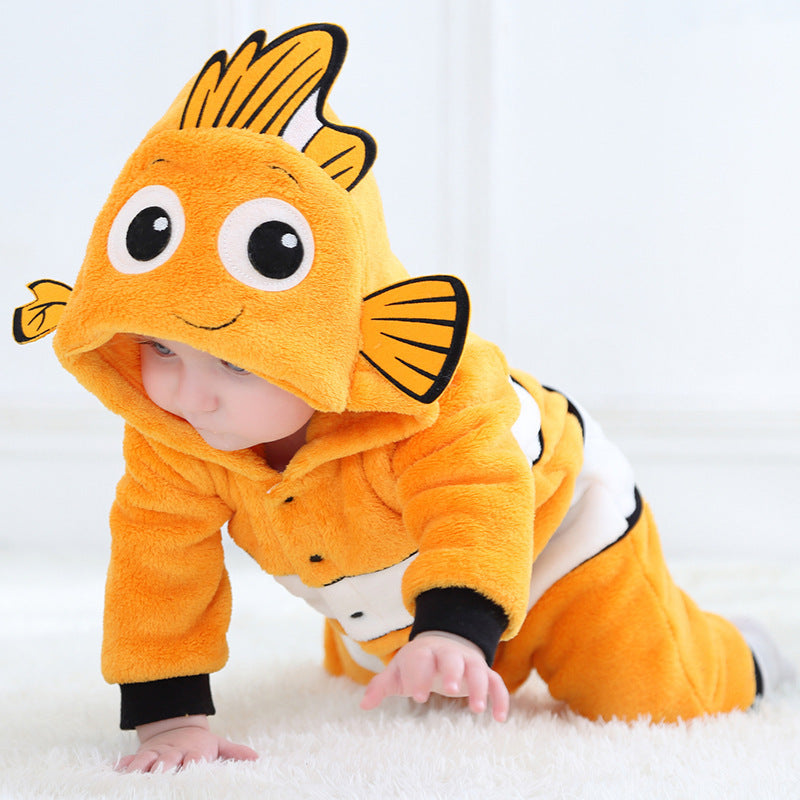 Single-layer Jumpsuit Clownfish Modeling Romper Infant Toddler Outwear - Clownfish Romper for Tiny Tidal Troublemakers