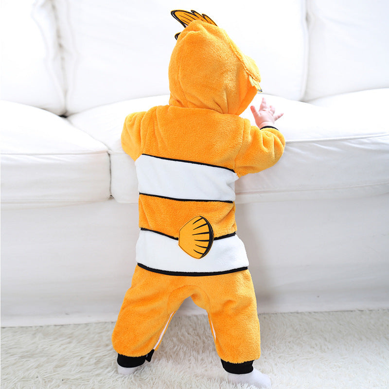 Single-layer Jumpsuit Clownfish Modeling Romper Infant Toddler Outwear - Clownfish Romper for Tiny Tidal Troublemakers