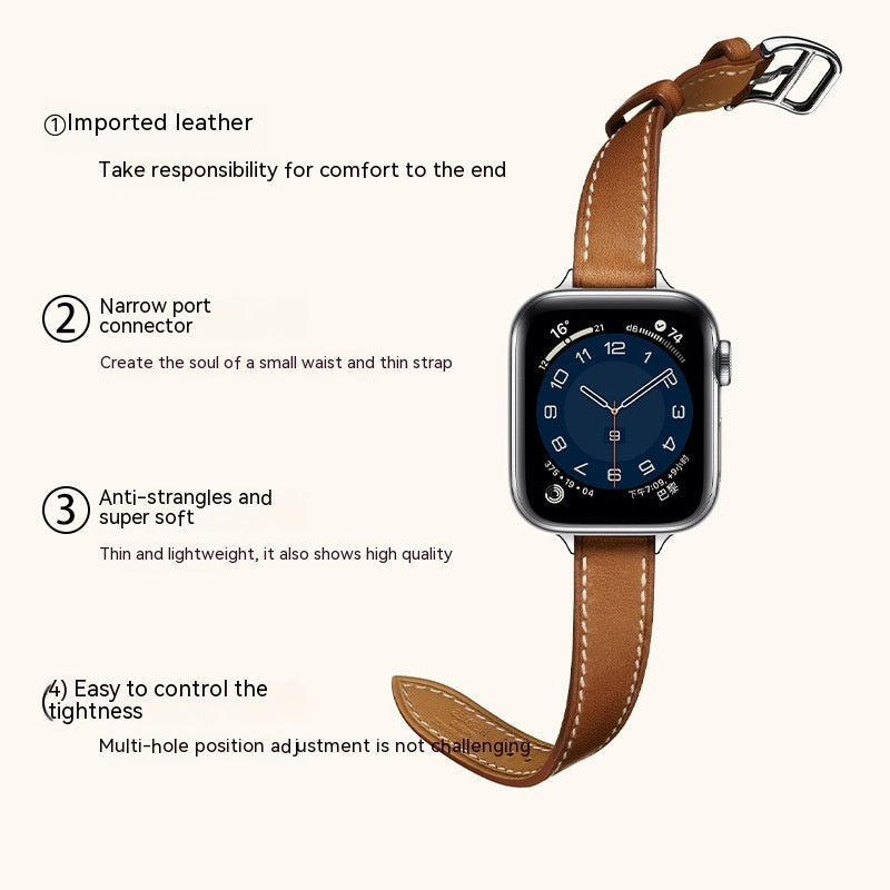 Single Ring Strap Small Waist Slim Fit Cow Leather Watch Strap - Single Ring Strap Slim Fit Cow Leather Watch Strap