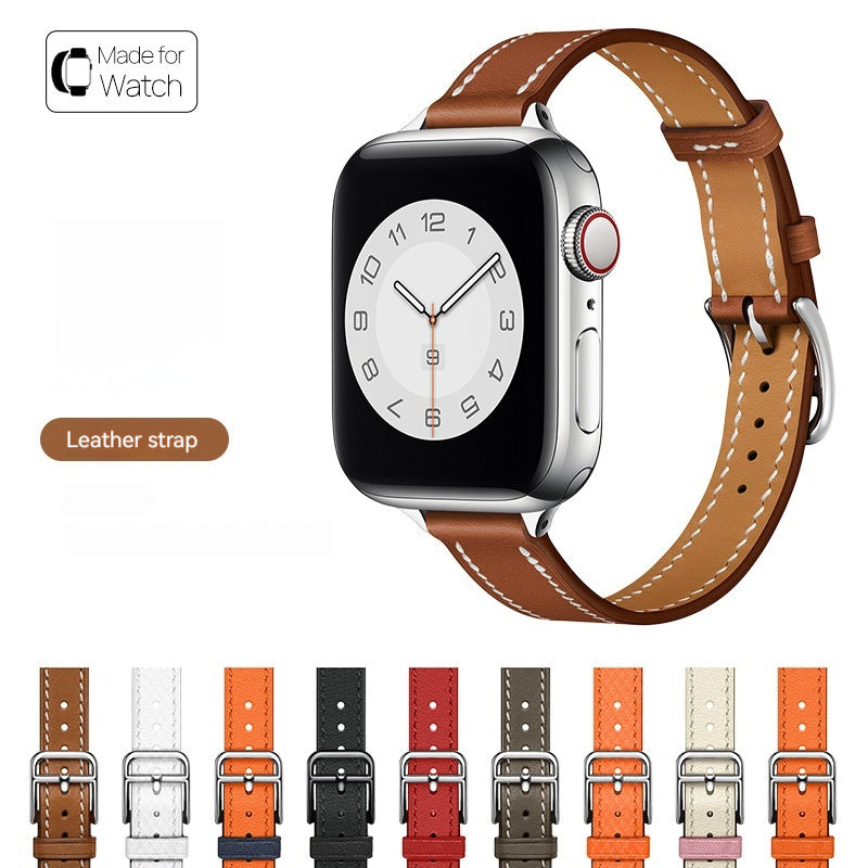 Single Ring Strap Small Waist Slim Fit Cow Leather Watch Strap - Single Ring Strap Slim Fit Cow Leather Watch Strap