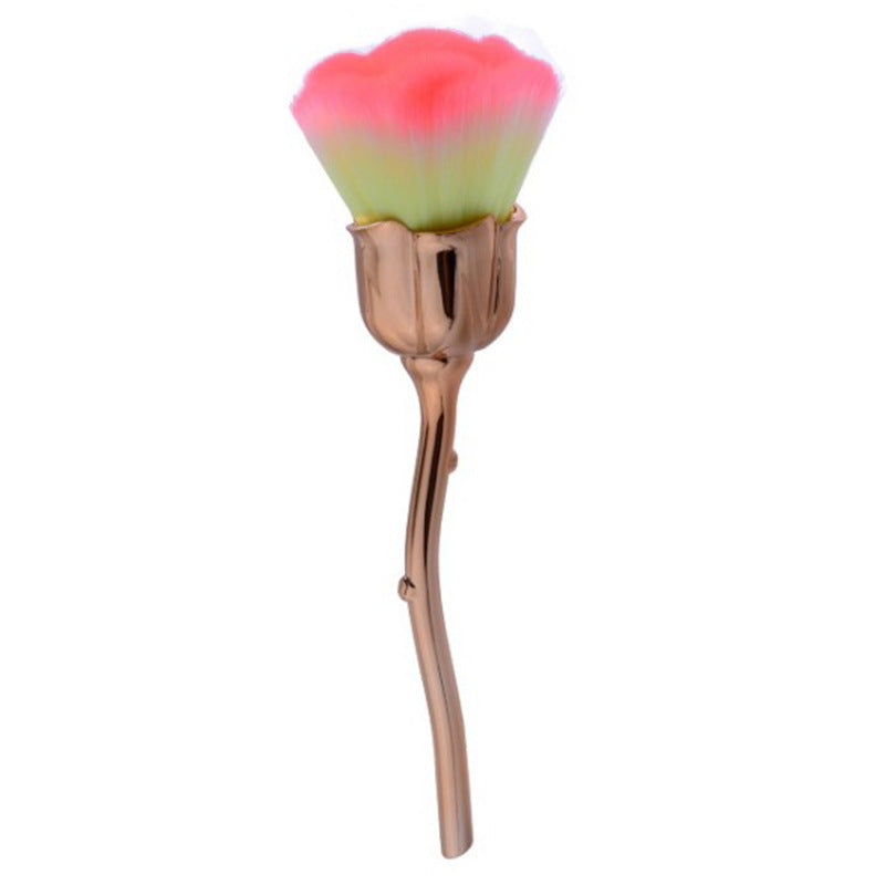 Rose Flower Makeup Brush with Portable Man-Made Fiber Handle - Single for Petal-Perfect Glam rose flower makeup single