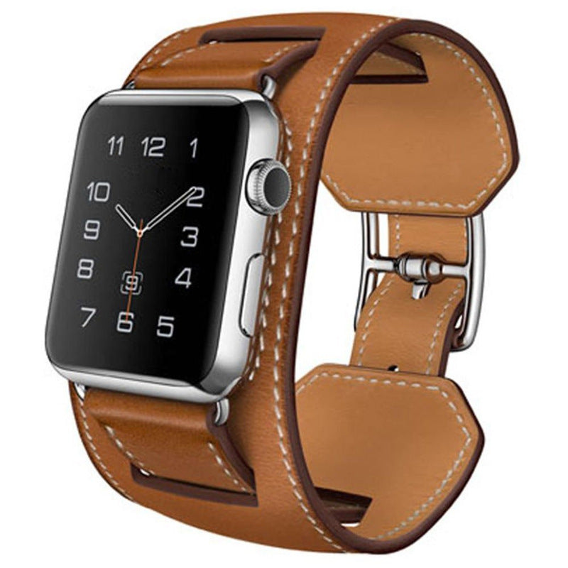 Suede Leather Strap with Elegant Hand-Stitched Detailing - Single-Turn Bracelet Band suede leather strap