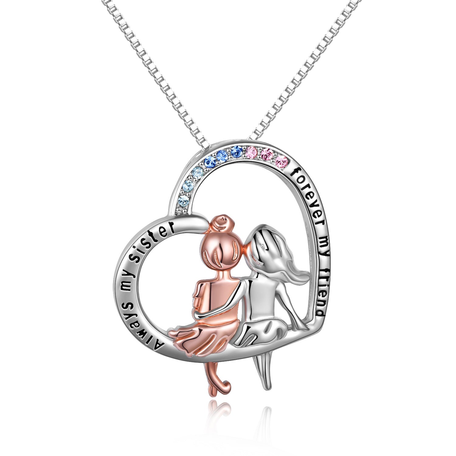 Sister Necklace Sterling Silver Always My Sister Forever My Friend Sisters Birthday Gifts - Sister Forever Necklace