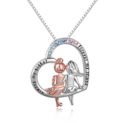 Sister Necklace Sterling Silver Always My Sister Forever My Friend Sisters Birthday Gifts - Sister Forever Necklace