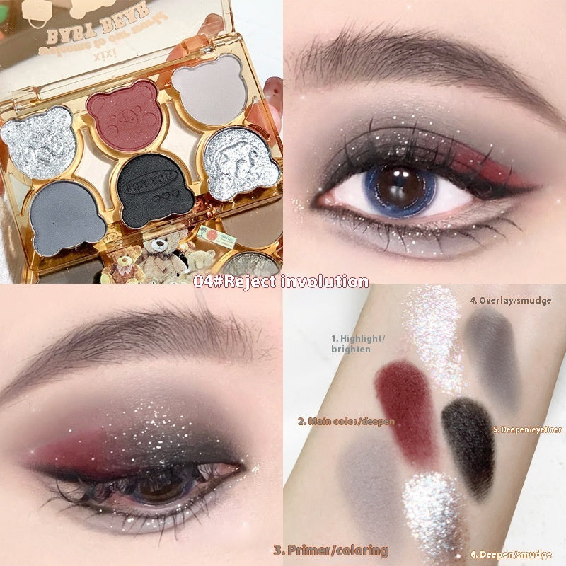 Six Color Eyeshadow Palette with Cool Diamond Debris Contrast Colors - Teleplus six color eyeshadow cool diamond debris