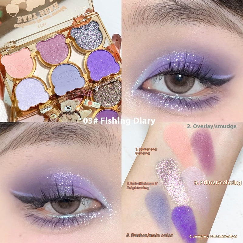 Six Color Eyeshadow Palette with Cool Diamond Debris Contrast Colors - Teleplus six color eyeshadow cool diamond debris