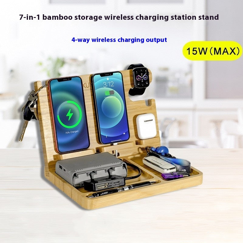 Six-in-one Wireless Charger Mobile Phone Holder Desktop Storage Wireless Fast Charging - Charge It Like You Mean