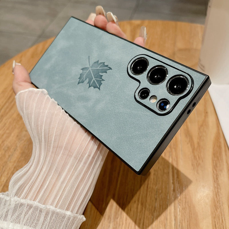 Maple Leaf Phone Case in Lambskin Leather for Samsung TPU Acrylic Models - Style and Giggles maple leaf phone case