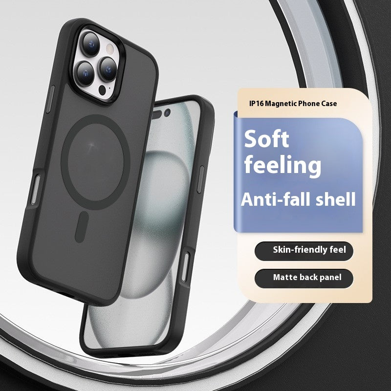 Magnetic Phone Case for Apple Shockproof Anti-Fall Heat Dissipation Black - Skin-Sensitive with Injection Molding