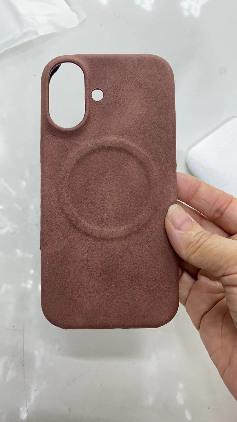 Skin-sensitive Sheepskin Magnetic Phone Case Drop-resistant Protective Cover - Sheepskin Magnetic Suction Phone Case