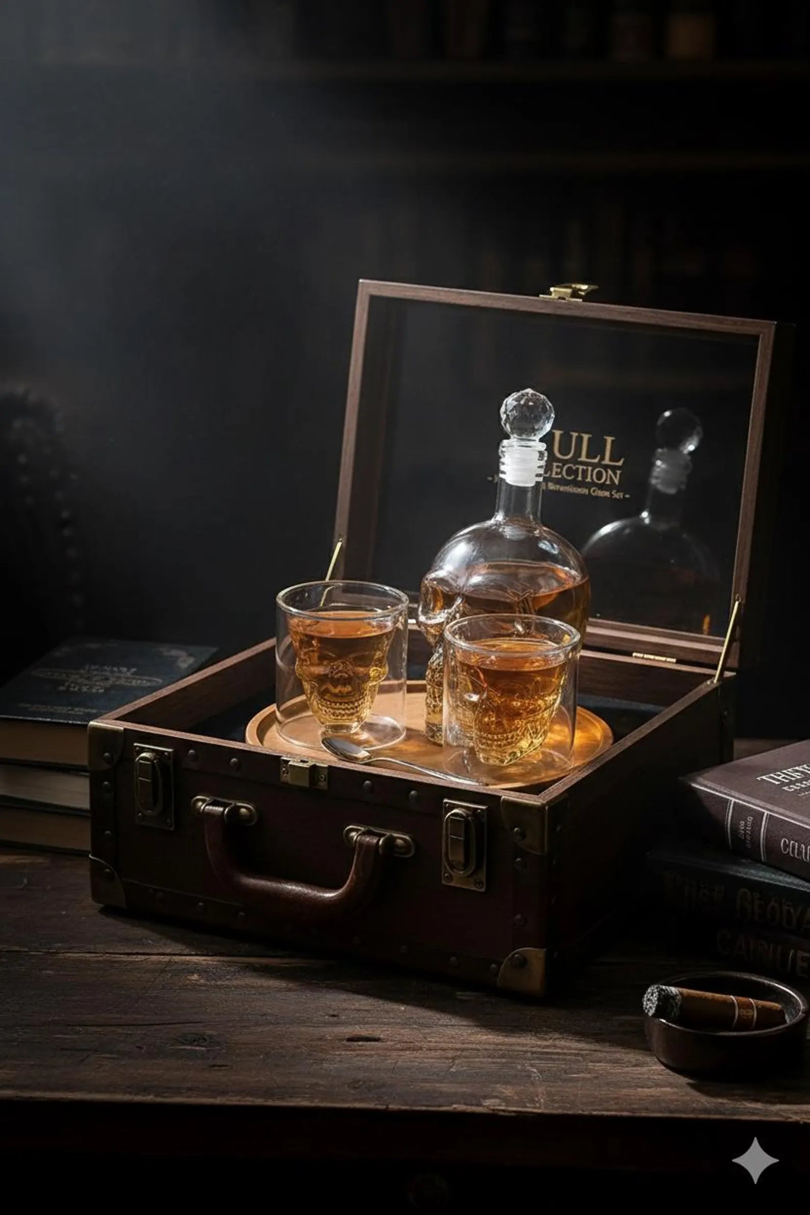 Skull Whiskey Decanter Set in Heat-Resistant Borosilicate Glass for Home Bar - skull whiskey decanter set