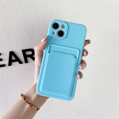 Sky Blue TPU Card Holder Case for iPhone16promax iPhone17 Series iphone16promax
