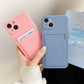 Sky Blue TPU Card Holder Case for iPhone16promax iPhone17 Series iphone16promax