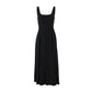 Sleeveless High Waist Midi Dress Milky White Black Blue Polyester S M L
