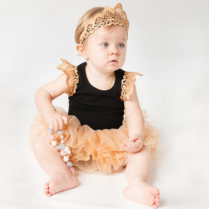 Sleeveless Wings Romper Set for Babies Cotton 0-24 Months - A Three-Piece Tots sleeveless wings romper