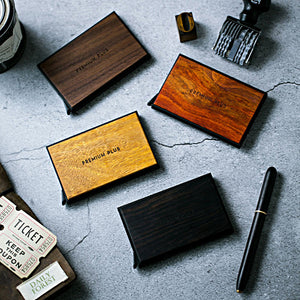 Slim Card Holder with Anti-Theft Brush Pop-Up Design in Metal and Mahogany - Holder: for Stylish Men slim card holder