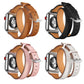 Slim Double Circle Top Layer Leather Cowhide Watch Strap - Slim Double Circle Brown Leather Watch Strap