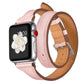 Slim Double Circle Top Layer Leather Cowhide Watch Strap - Slim Double Circle Brown Leather Watch Strap