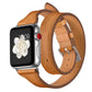 Slim Double Circle Top Layer Leather Cowhide Watch Strap - Slim Double Circle Brown Leather Watch Strap