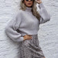 Slim Fit Acrylic Pullover Sweater for Women Long Sleeve Gray Green Free Size