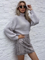 Slim Fit Acrylic Pullover Sweater for Women Long Sleeve Gray Green Free Size
