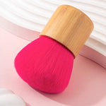 Small Fat Dun Makeup Brush with Bamboo Handle and Loose Artificial Fiber Bristle - makeup brush bamboo handle red small