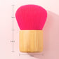 Small Fat Dun Makeup Brush with Bamboo Handle and Loose Artificial Fiber Bristle - makeup brush bamboo handle red small