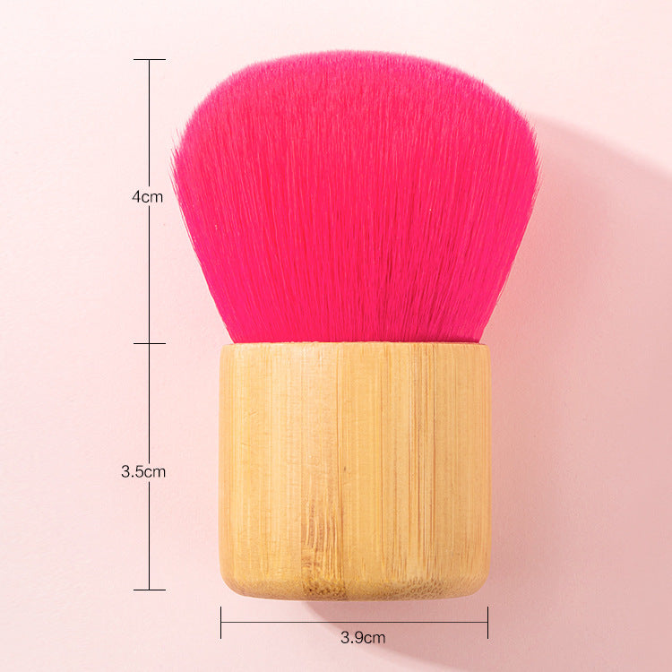 Small Fat Dun Makeup Brush with Bamboo Handle and Loose Artificial Fiber Bristle - makeup brush bamboo handle red small