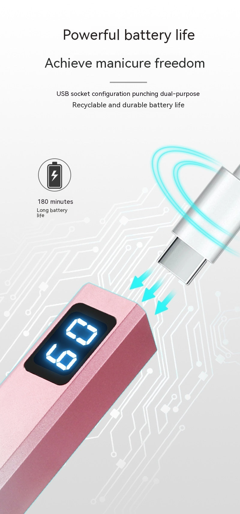 Small Portable Nail Lamp with Screen Display Tip and Dual UV LED Beams - portable nail lamp screen display tip small