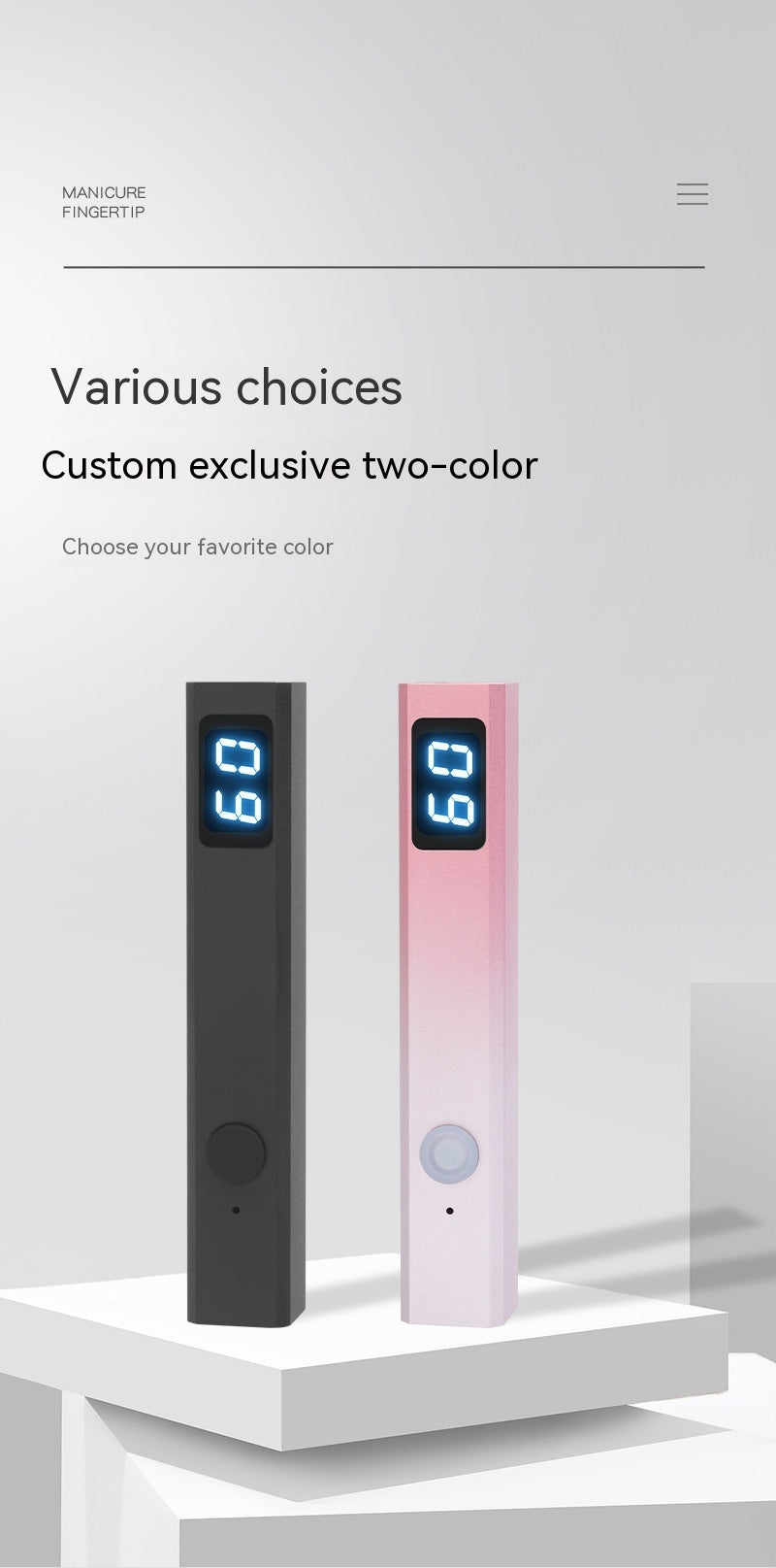 Small Portable Nail Lamp with Screen Display Tip and Dual UV LED Beams - portable nail lamp screen display tip small