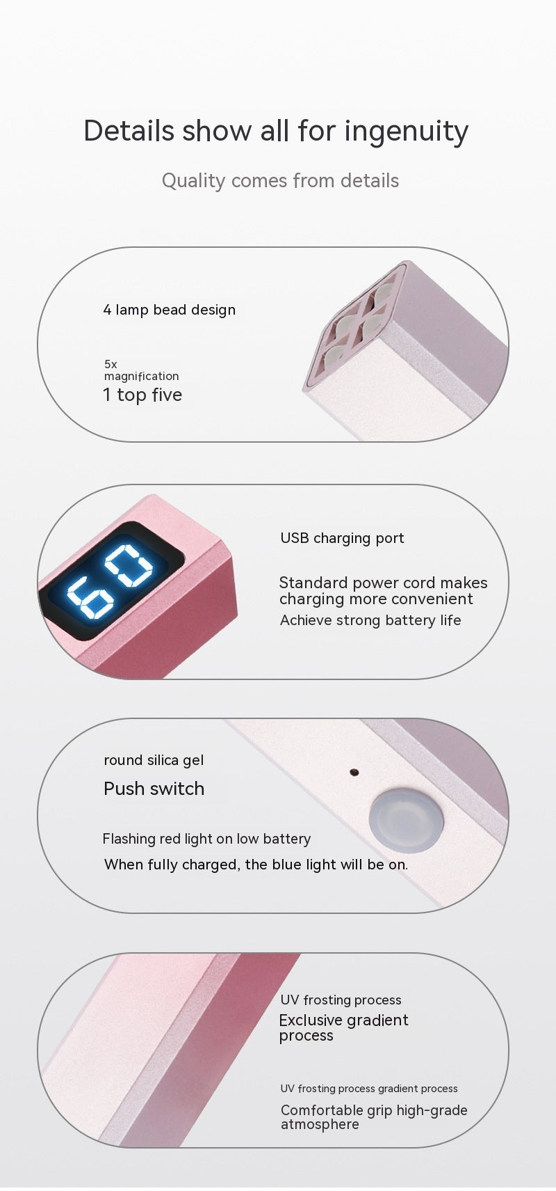 Small Portable Nail Lamp with Screen Display Tip and Dual UV LED Beams - portable nail lamp screen display tip small