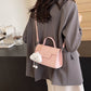 Small Square Bag Casual Messenger with Ribbon Pendant and Adjustable Strap - small square bag casual messenger
