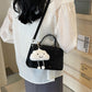 Small Square Bag Casual Messenger with Ribbon Pendant and Adjustable Strap - small square bag casual messenger