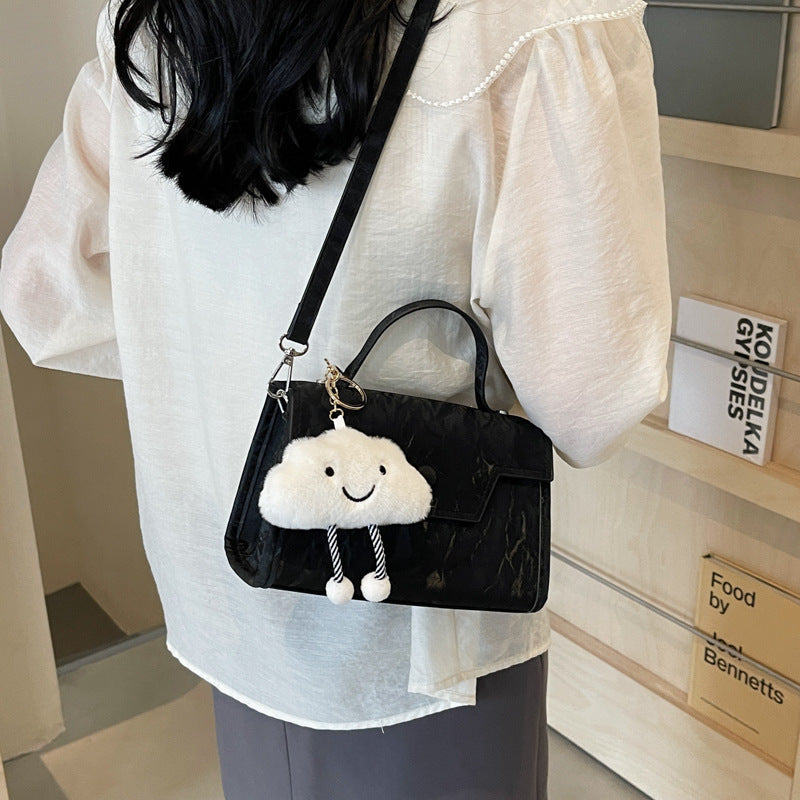 Small Square Bag Casual Messenger with Ribbon Pendant and Adjustable Strap - small square bag casual messenger