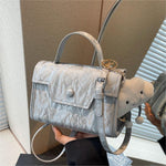 Small Square Bag Casual Messenger with Ribbon Pendant and Adjustable Strap - small square bag casual messenger