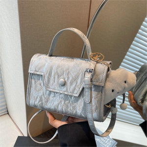 Small Square Bag Casual Messenger with Ribbon Pendant and Adjustable Strap - small square bag casual messenger