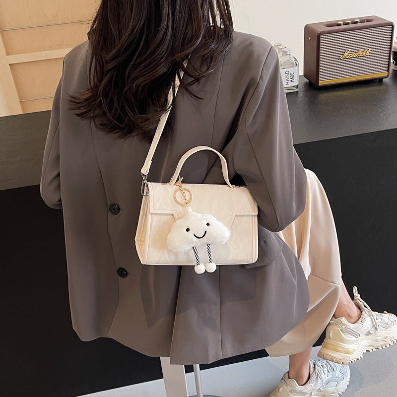 Small Square Bag Casual Messenger with Ribbon Pendant and Adjustable Strap - small square bag casual messenger