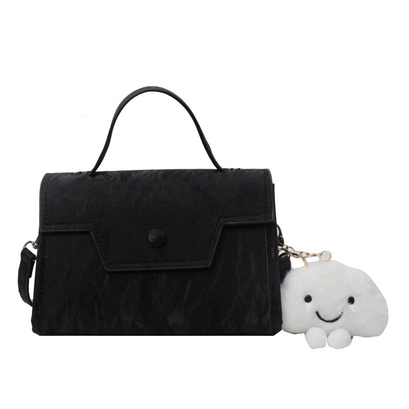 Small Square Bag Casual Messenger with Ribbon Pendant and Adjustable Strap - small square bag casual messenger